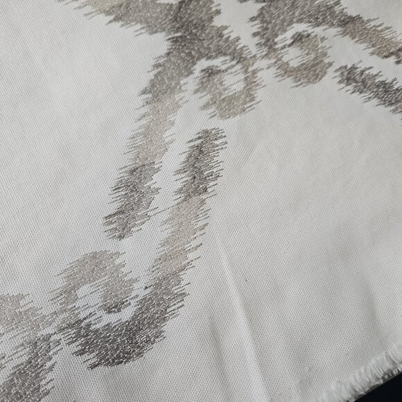 Geometric Upholstery Fabric 59"W By The Yard White Gray Lattice Embroidery Drape - Picture 6 of 8